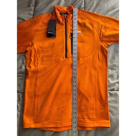 NEW Orvis Horseshoe Hills Fleece 1/4 Zip Long Sleeve Shirt Size SMALL Orange - Picture 11 of 12